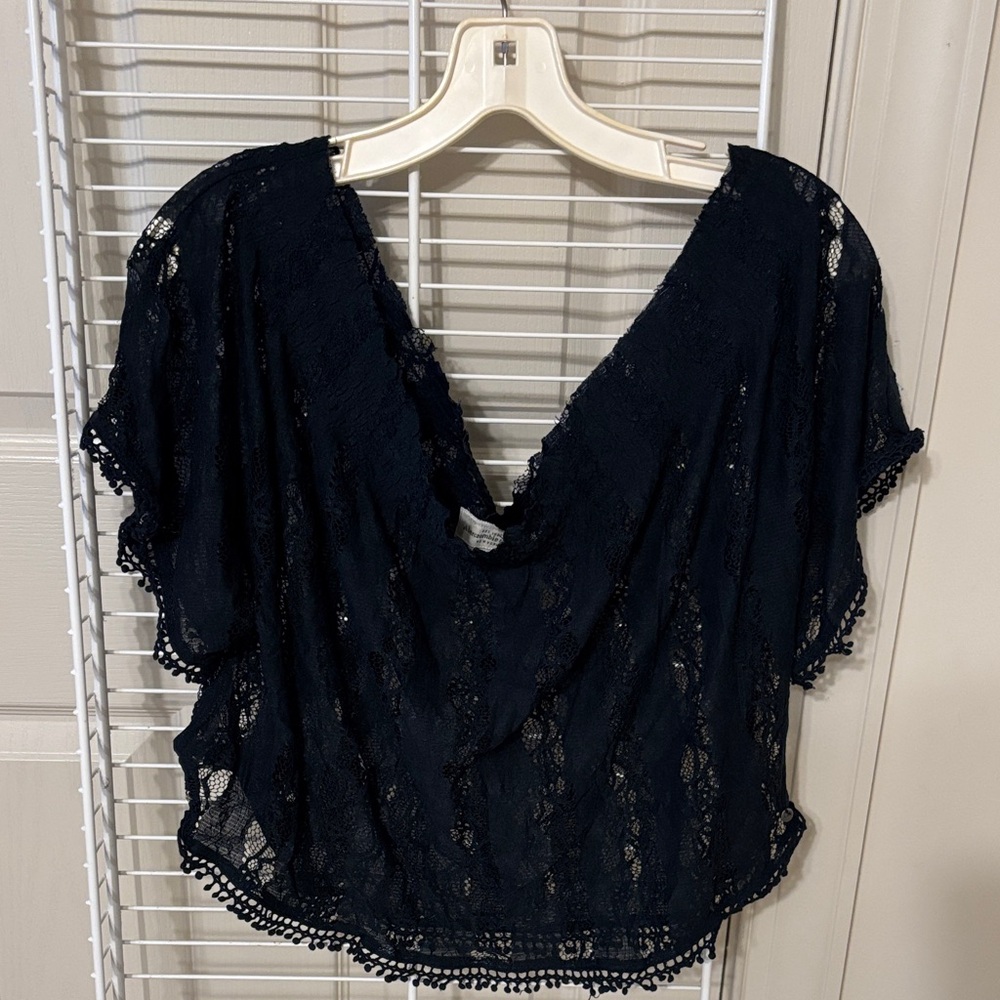 Abercrombie & Fitch Navy Lace Blouse